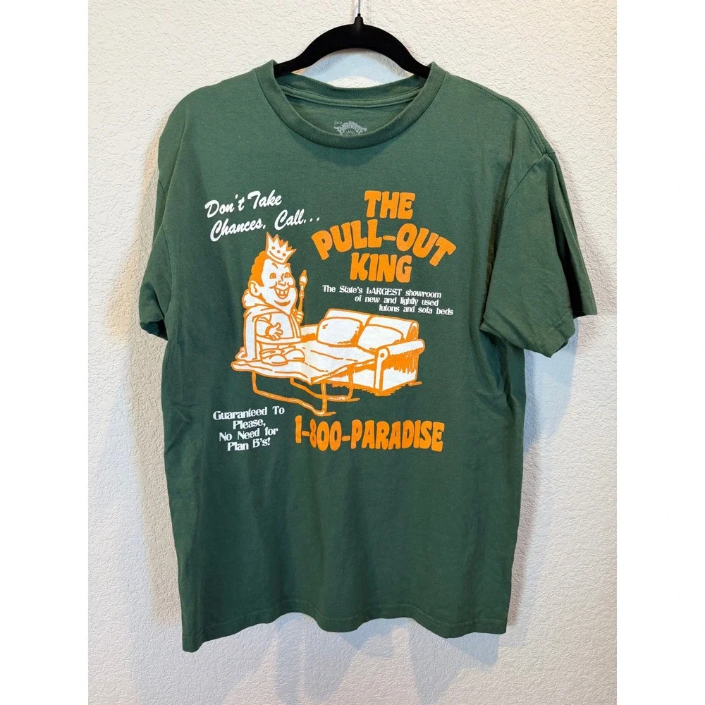 1 800 PARADISE Mens Graphic T Shirt Green The Pull Out‎ King Size Medium